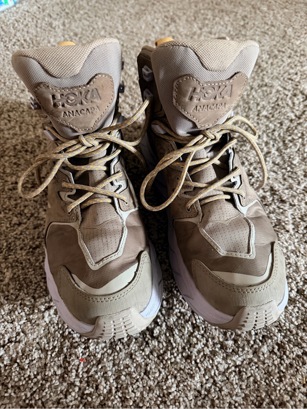 Hoka Anacapa Kids Tan and White Trail Sneakers